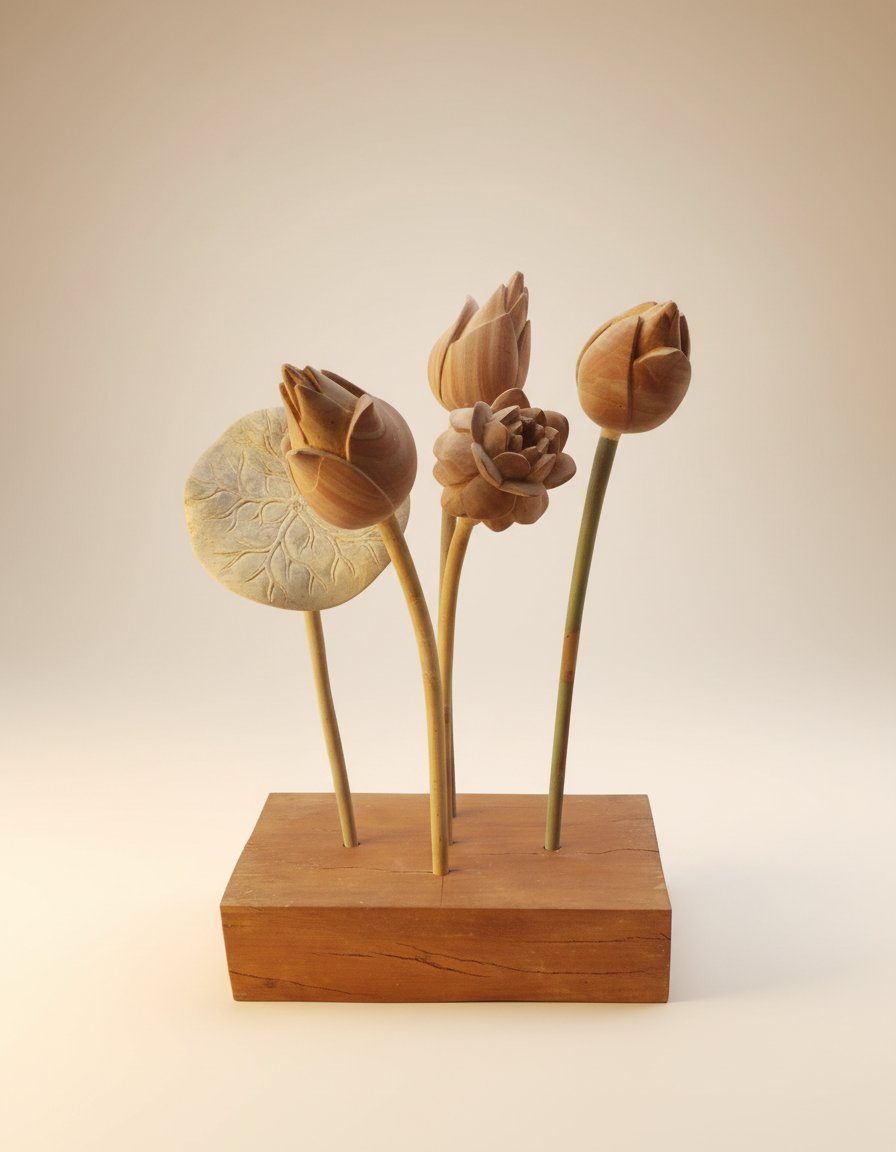Stone carved floral stand