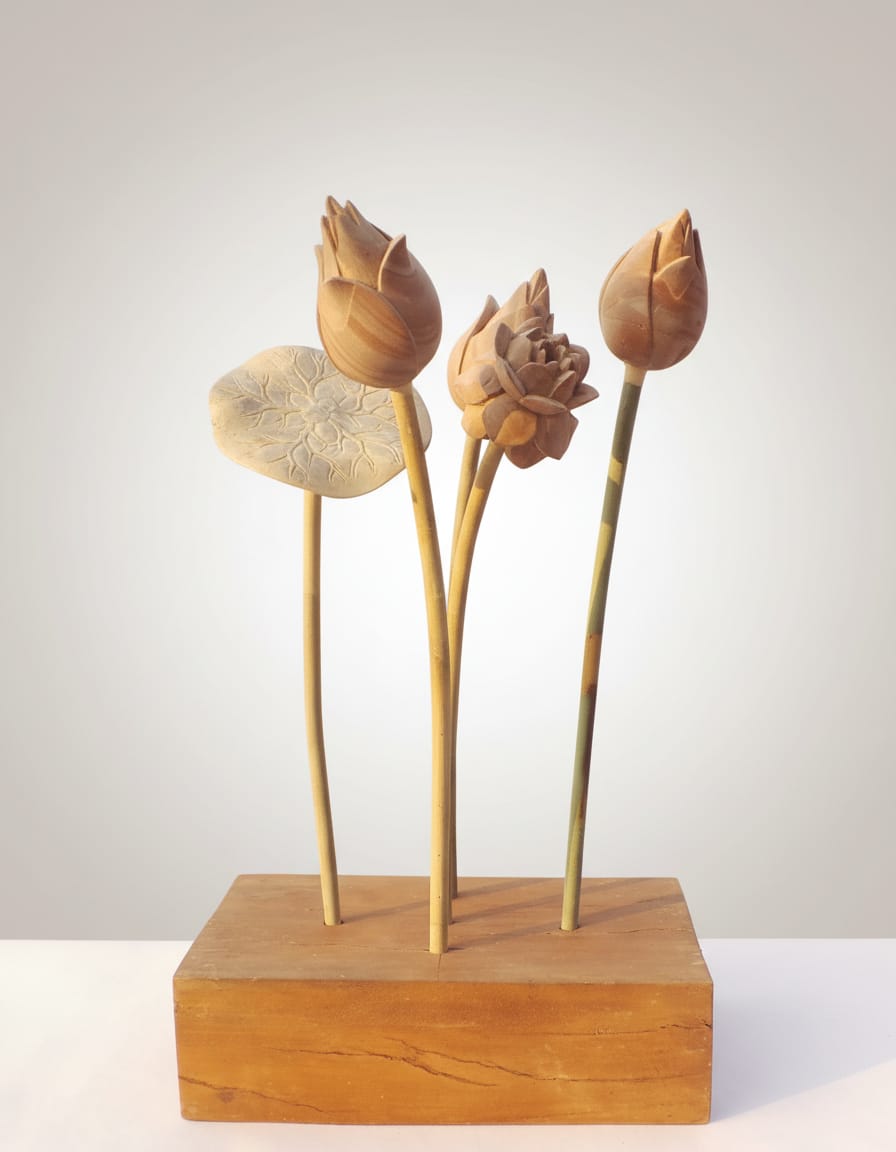 Stone carved floral stand